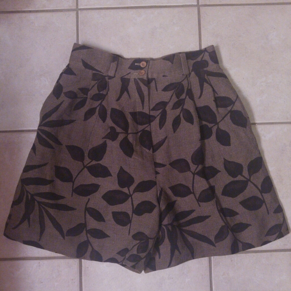 Bernard Zins brown and black leaf pattern shorts - Picture 1 of 5